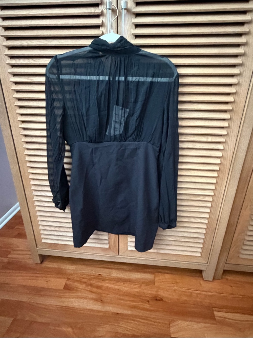 Zara Black Long-Sleeve Semi-Sheer Dress